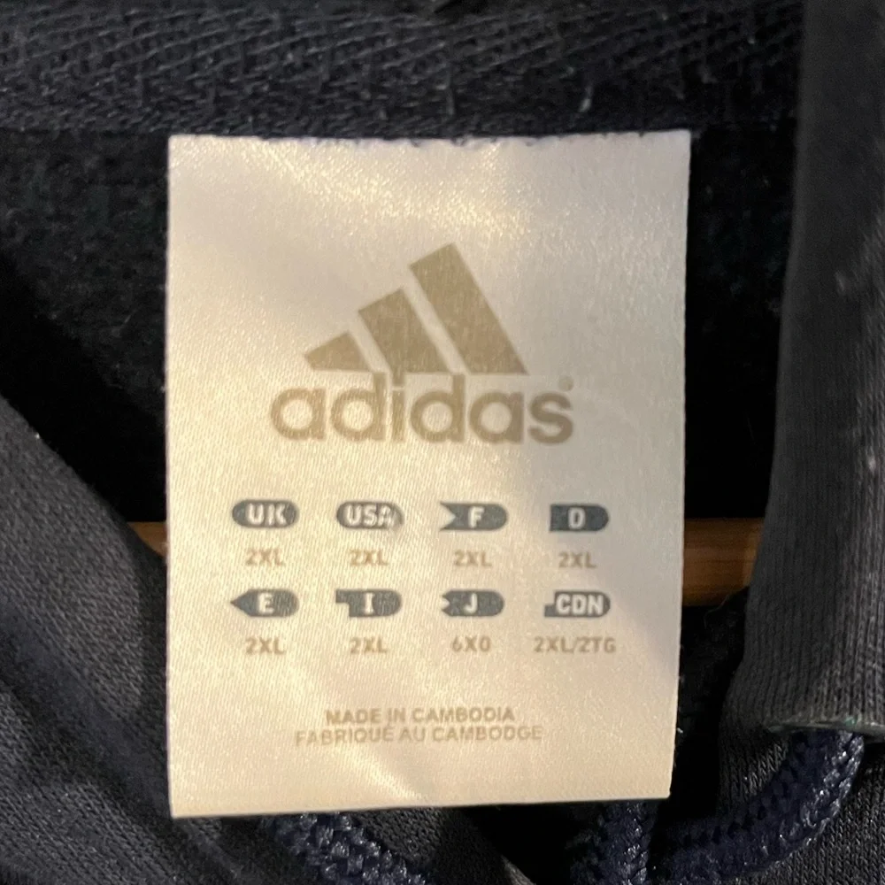 Vintage Y2K blue Adidas Striped Zip Up Hoodie - XXL - Picture 3 of 4